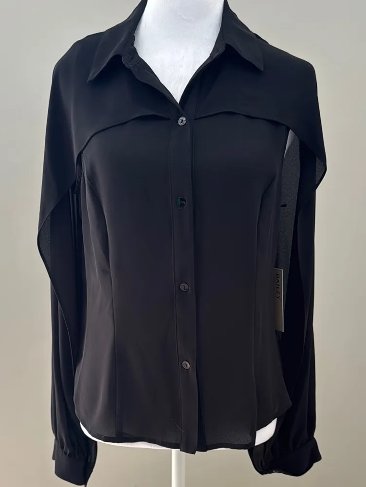 NWT Bailey 44 Siff Black Long Sleeve Button Down Shirt open sleeves back - Image 1