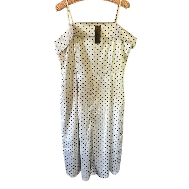 Retro Stage White & Black Polka Dot Cropped Jumpsuit Size XXL NWT - Image 2