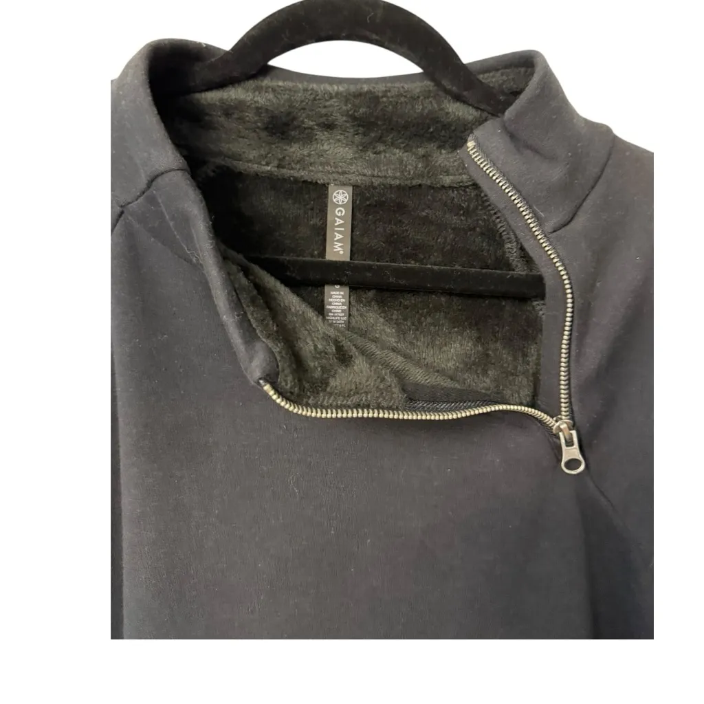 Gaiam Women’s Black Asymmetrical Zip Fleece Lined Pullover Sweatshirt Size Large - Image 4