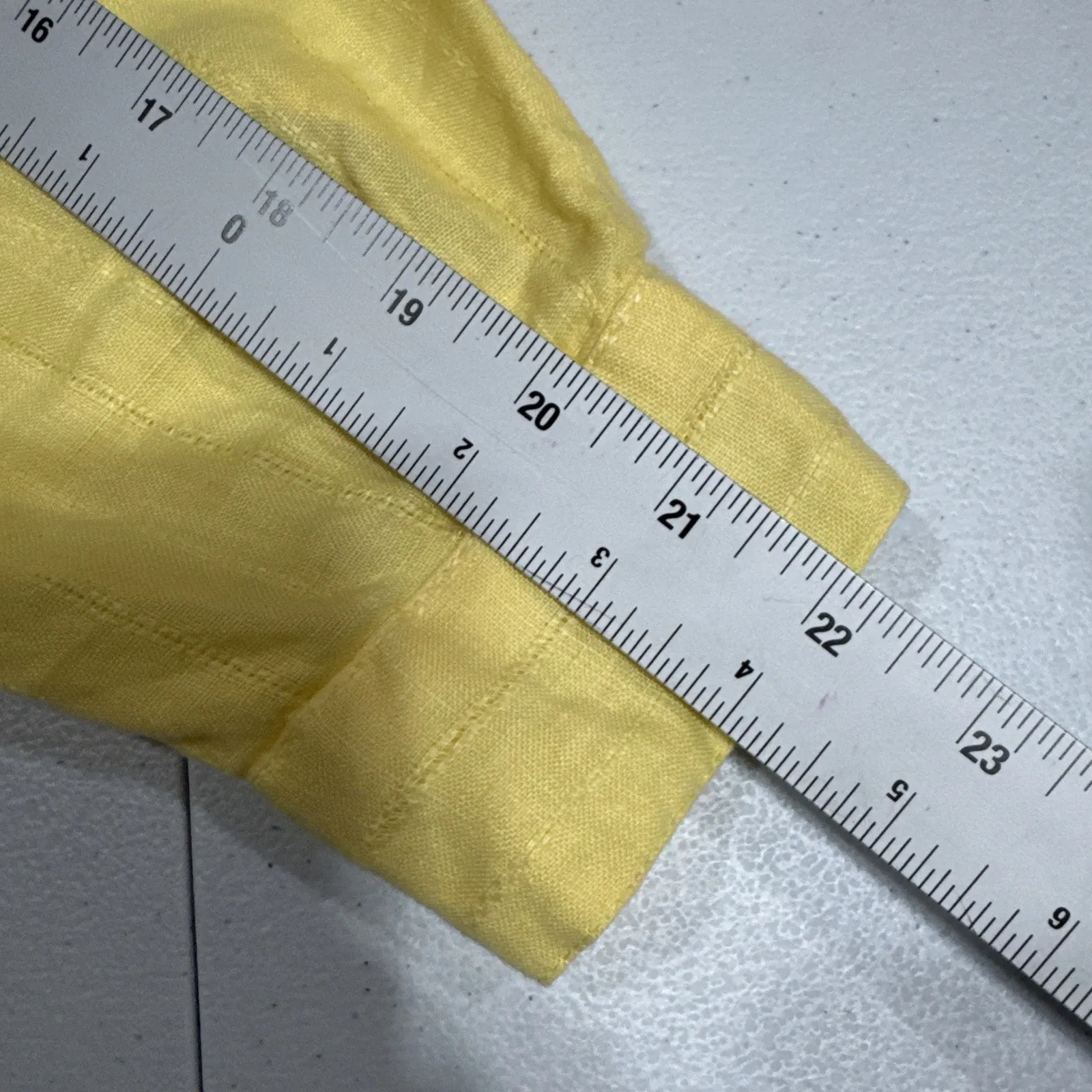 Sag Harbor Womens Linen Button Up Tunic Shirt Collared Roll Tab Sleeve Yellow S - Image 14