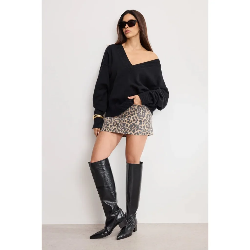 GOOD AMERICAN '90s Leopard Print Denim Miniskirt in Lucky Leopard001 Size US 27 - Image 10