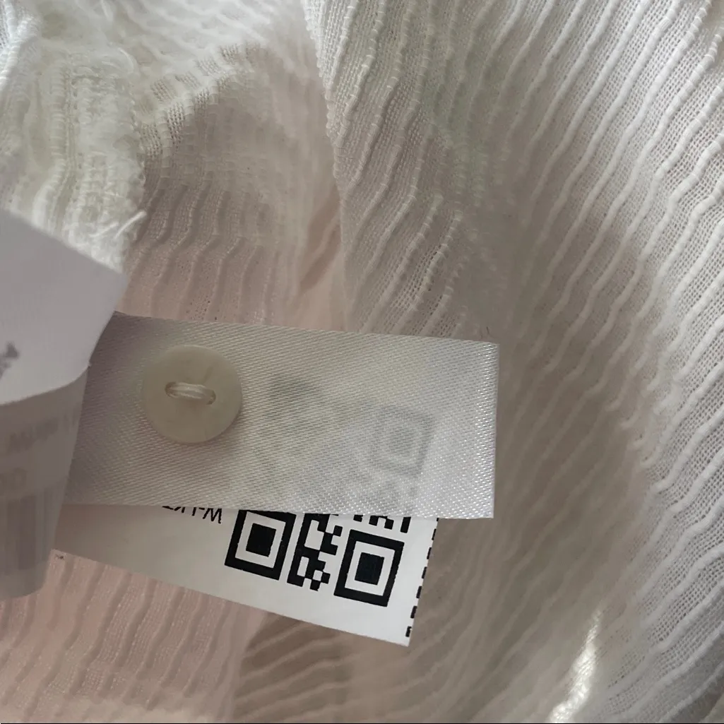 Quince Organic Textured Cotton Peasant Blouse White - Image 16