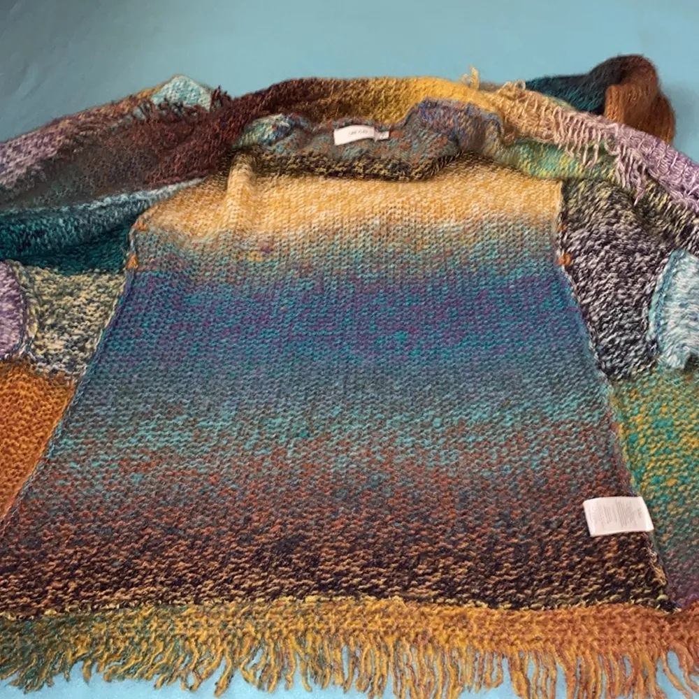 ANTHROPOLOGIE GREYLIN Natalia fringe wrap knit wool sweater blanket NEW size M - Image 4