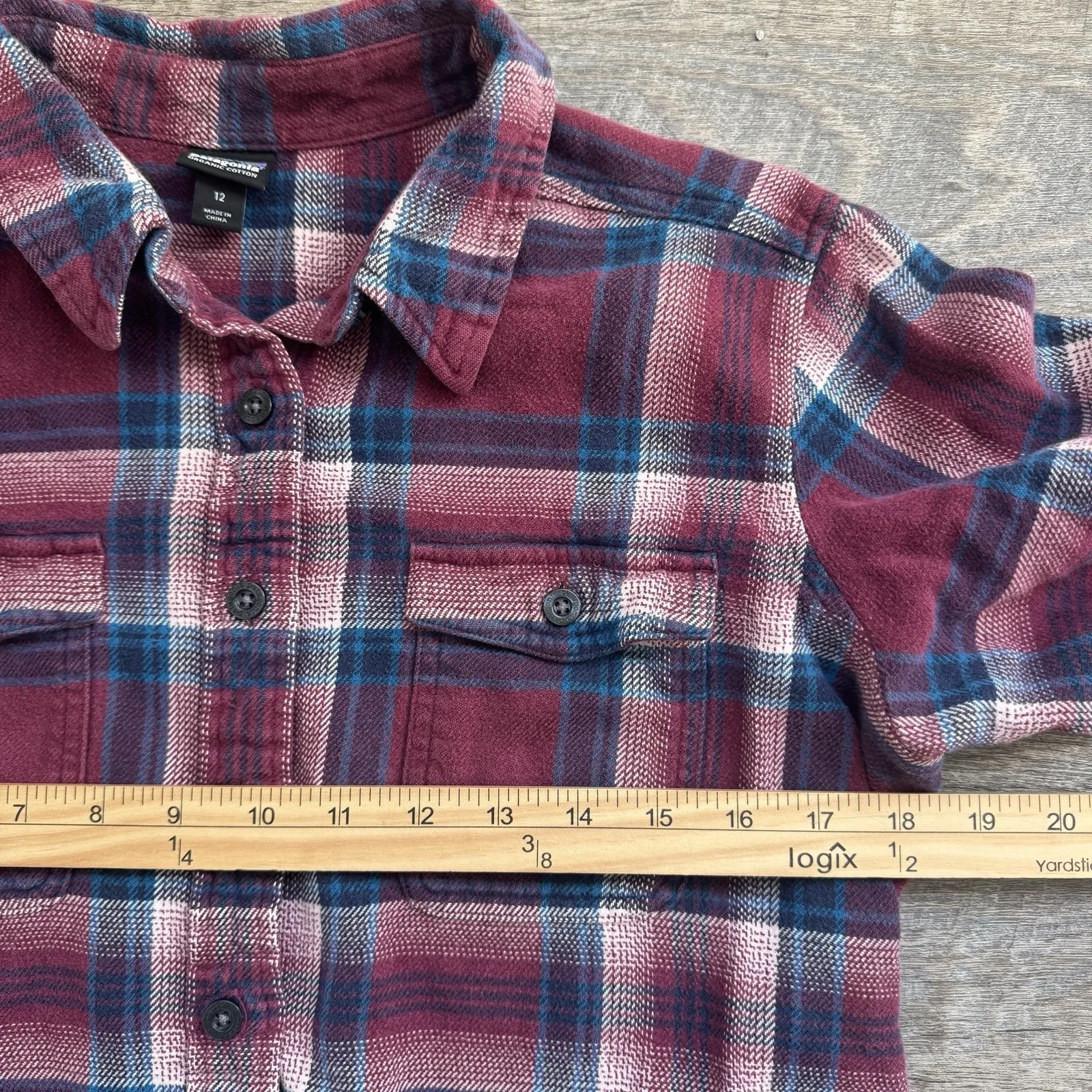 Patagonia Women's  Plaid Flannel Button Down Shirt Organic Cotton Size 12 Pink - Image 6