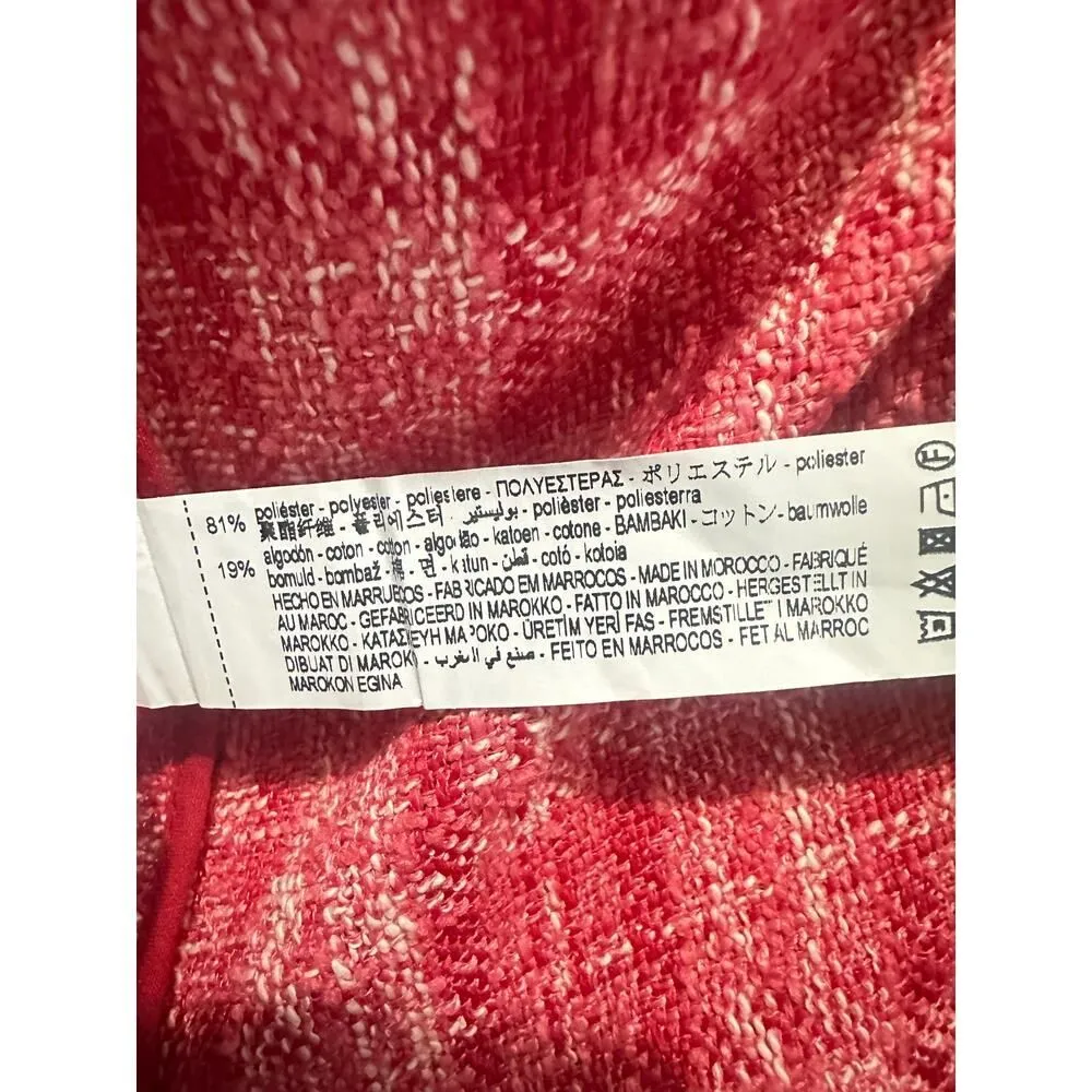 Zara Shirt Women's Small Red Plaid Tweed Button Long Sleeves Collared Pockets - Image 10