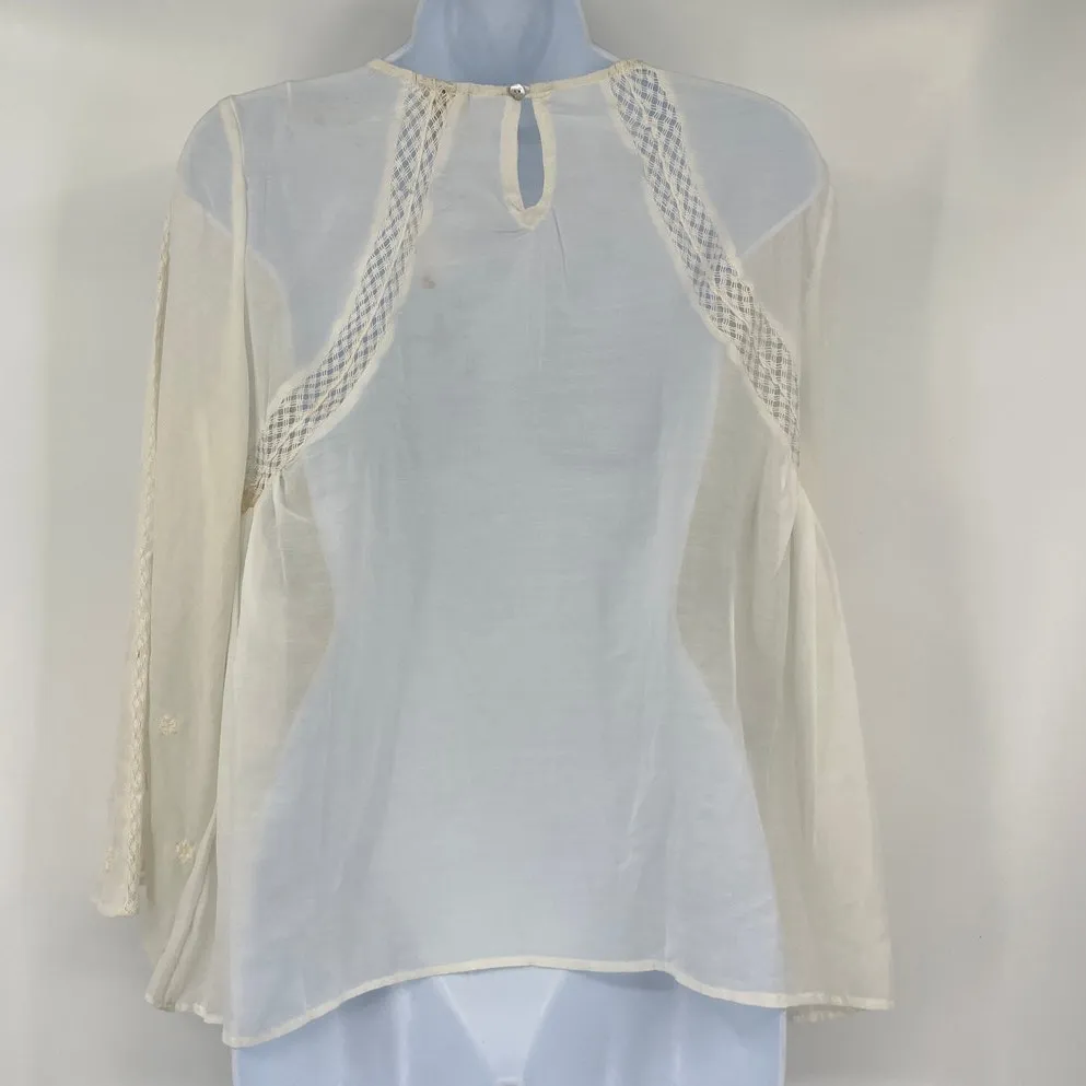 Versona Boho Top Sz Large Embroidered Festival Sheer Lace Cottage Hippie Lace - Image 6
