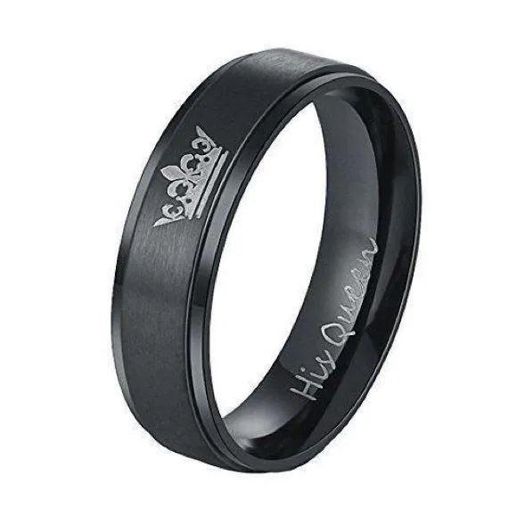 6mm black his queen crown ring - Image 8