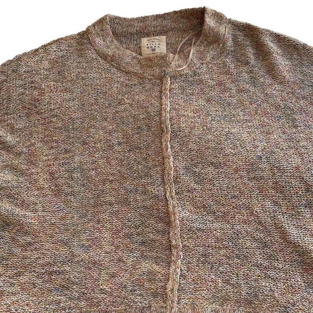 Billabong Loose Knit Women’s Sweater Shirt Size Small Crop Multicolor Pink/Peach - Image 4