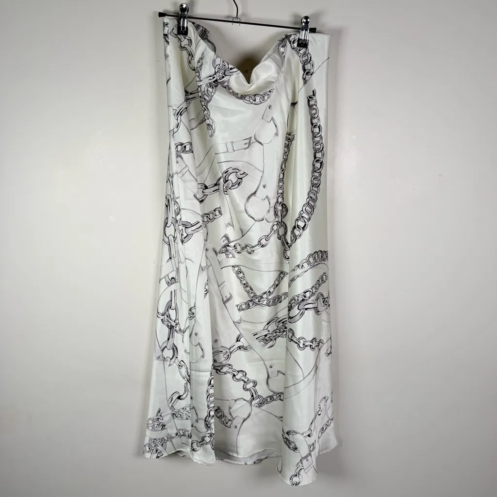 Hailey Chain Printed Satin Slip Skirt Size 1X - Image 6