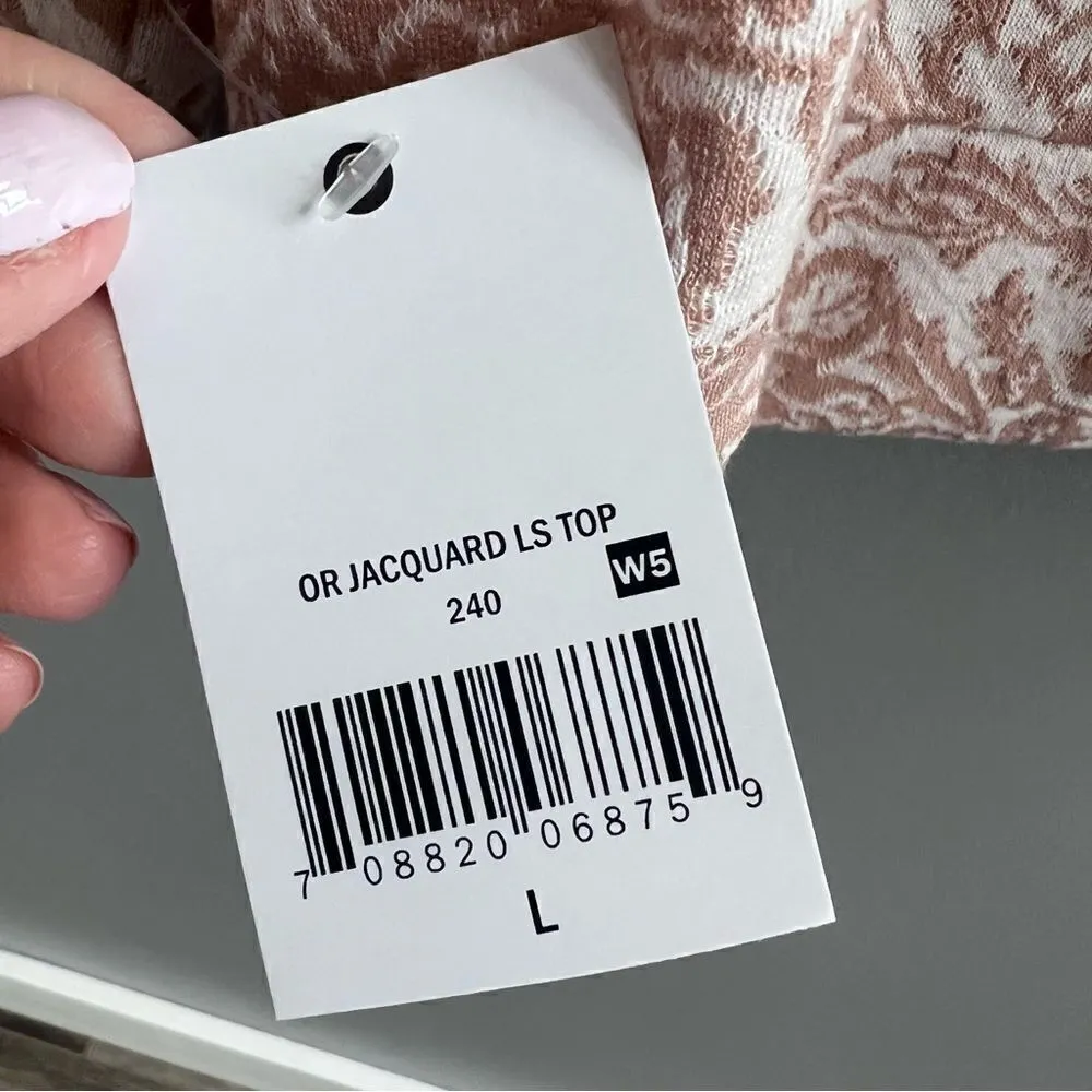 Ophelia Roe NWT Tan Peach Floral Jacquard Puff Sleeve Long Sleeve Blouse Top L - Image 11