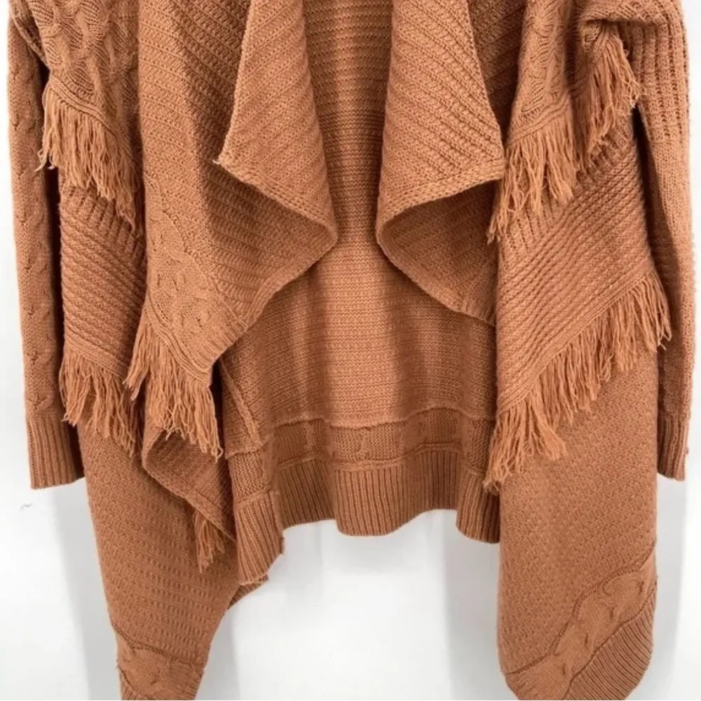 Kori America Rust Longline Boho Fringed Open Cardigan Size Small/Medium - Image 3