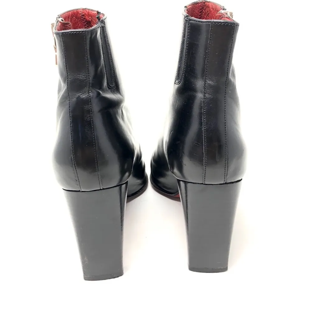 DONALD PLINER black leather ankle booties, Italy, size 8.5 - Image 5