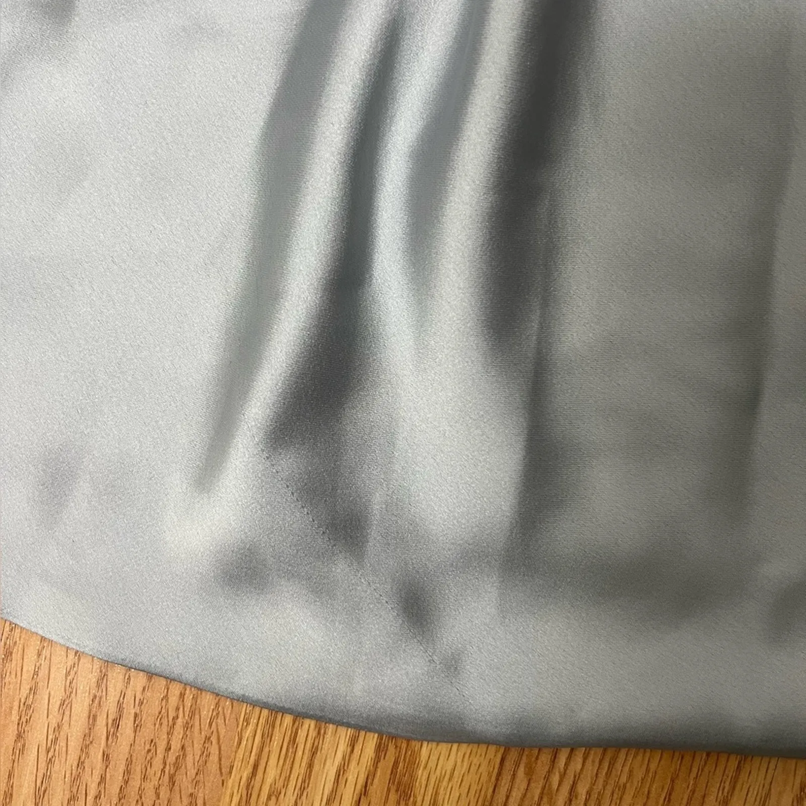 Norma Kamali Womens Silver Cowl Neck Sleeveless Low Back Cross Back Bias Gown L - Image 9