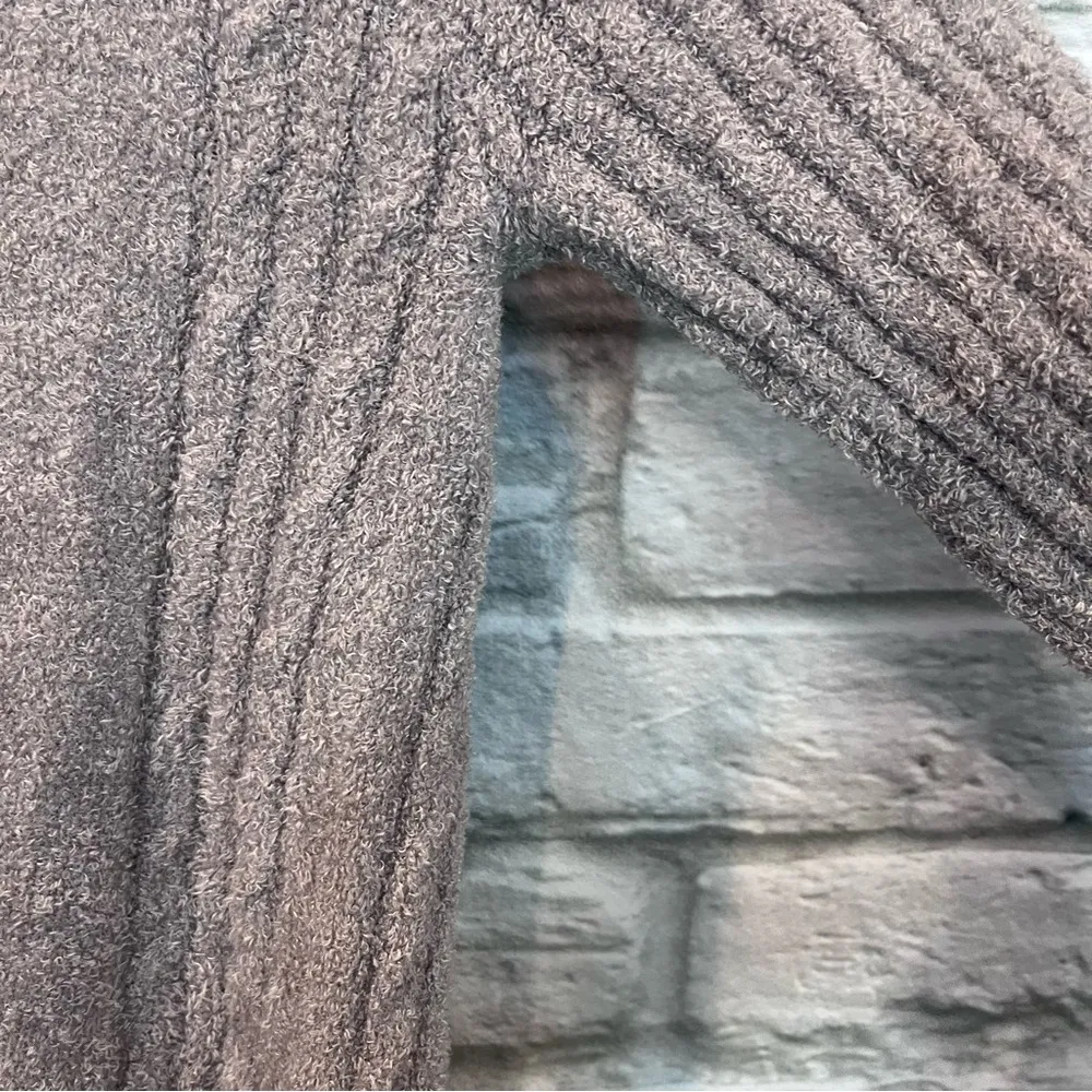  S/M Gray Taupe Cable Knit Open Front Cardigan Cozy Sweater - Image 13