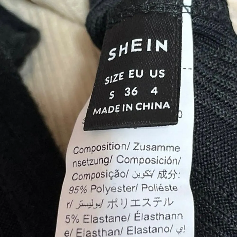 Shein Cream Black Colorblock Ribbed Long Sleeve Bodysuit Sweater Top Size 4 - Image 3