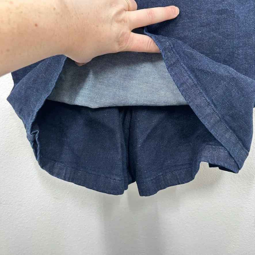 Madewell Denim Pinafore Dress Skort Navy Square Neck Spaghetti Strap Size 14 NWT - Image 7