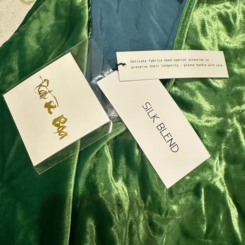 Rat Boa Vaeda Mint Green Velvet Mini Halter Silk Blend Dress Size Small - Image 5