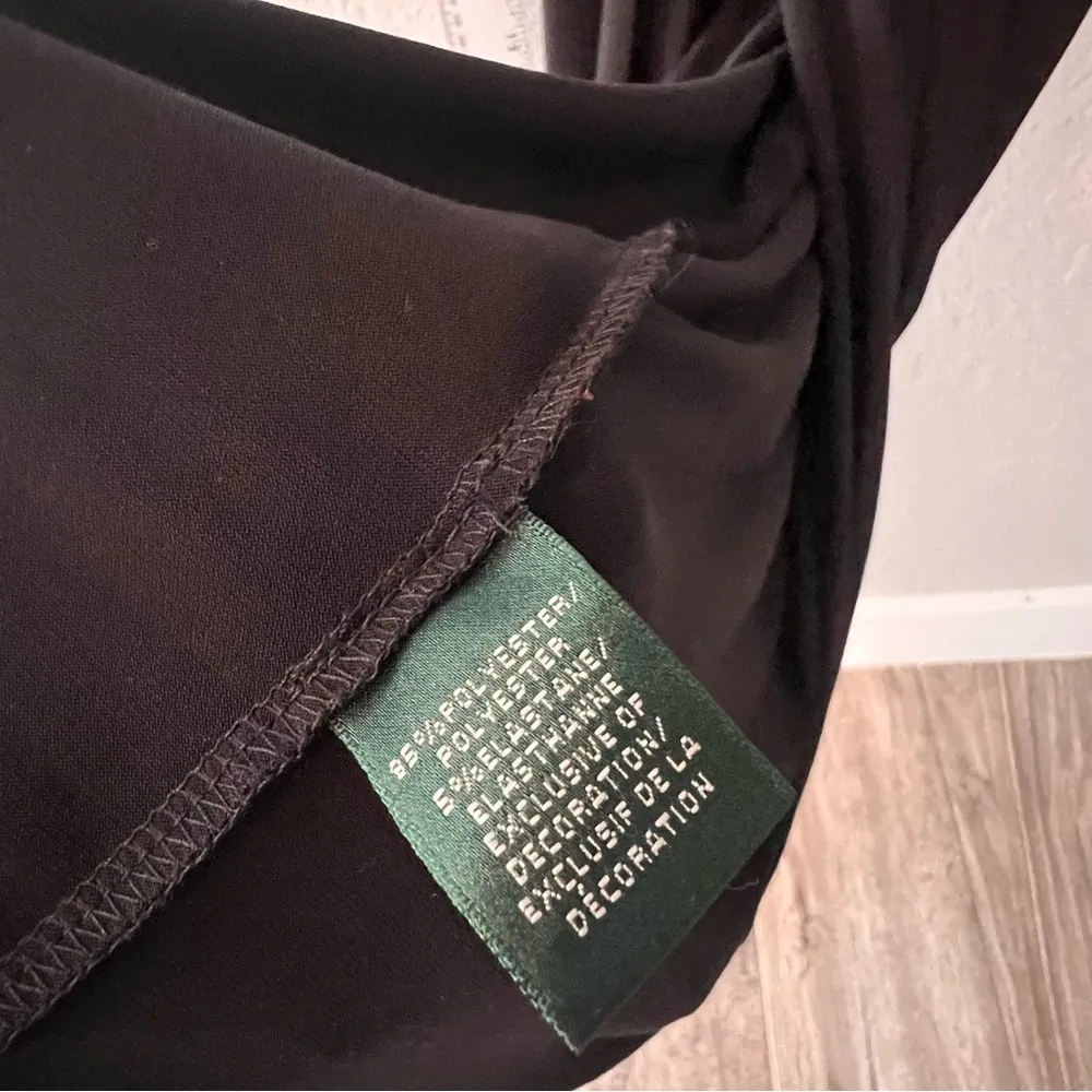 Lauren Ralph evening Women One Shoulder Side Split Maxi Dress Black Sz 10 #79 - Image 3