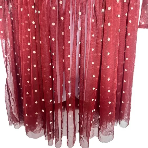Free‎ People Saya polka dot Sheer Mesh Tulle Babydoll fairy Dress S - Image 6