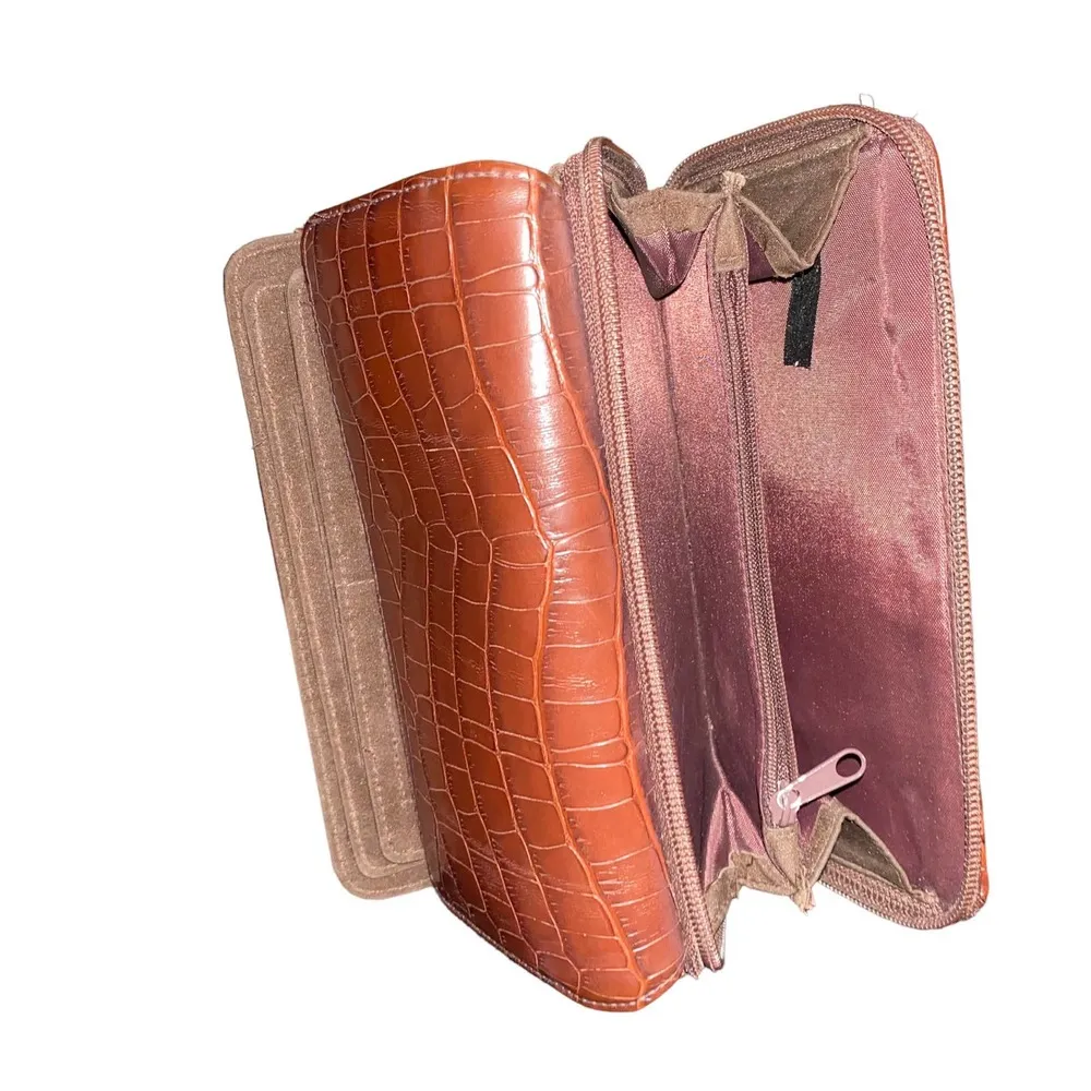 Leather Snakeskin Double Gusset Bifold Wallet Zip Closure two button flap/zipper - Image 42