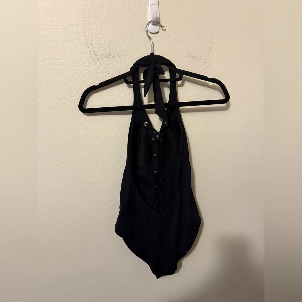 Seafolly Lace Up One Piece Swim Black Size 12 Summer Vacation Resortwear - Image 5