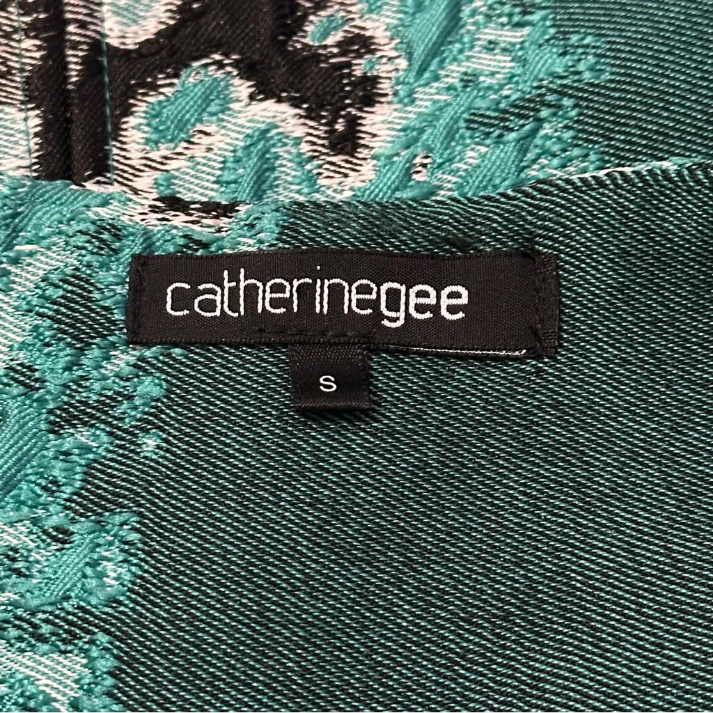 Catherine Gee Women’s Size S Blue Black Long Sleeve Open Front 3/4 Jacket - Image 6