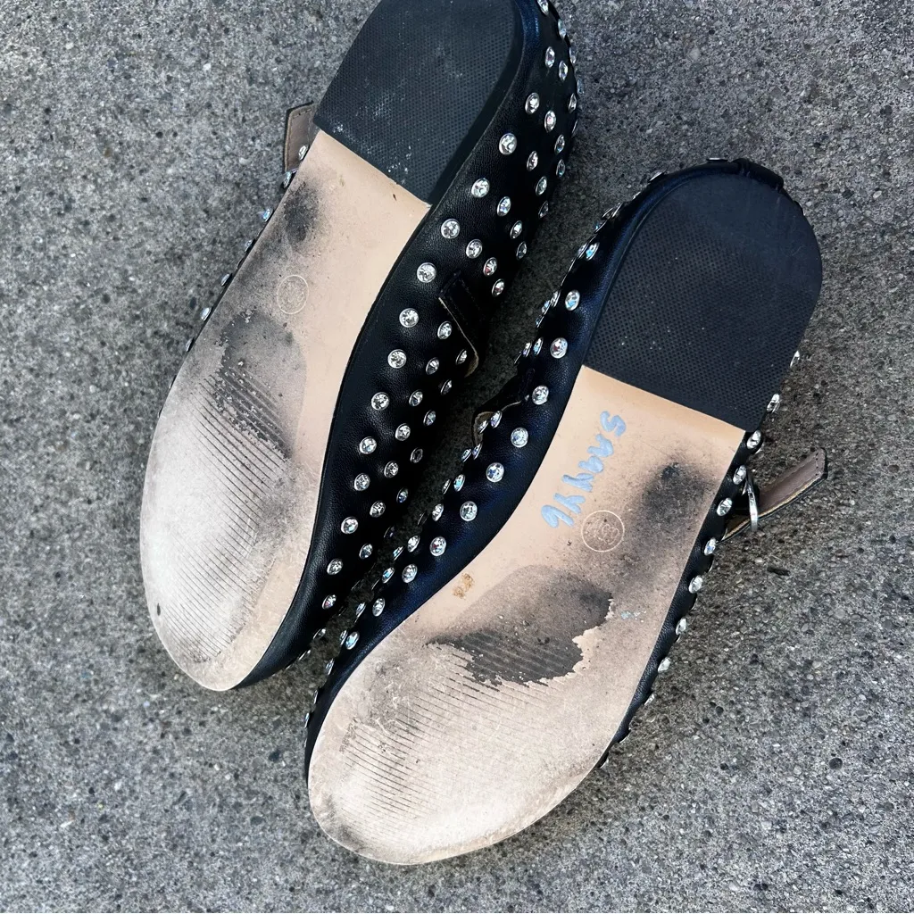 House of Harlow 1960 Flashy Sparkle Studded Ballet Flats Womens 6.5 Black - Image 11