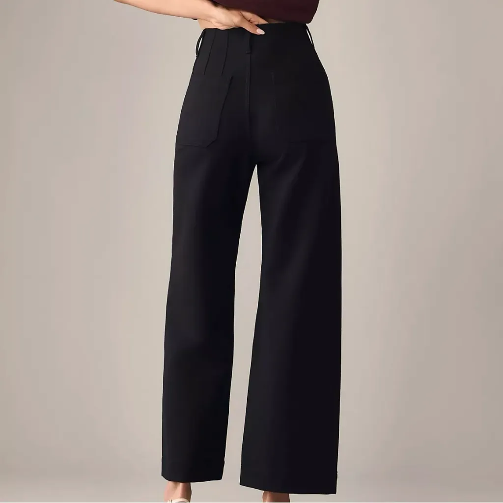 Maeve by Anthropologie Black The Colette Ponte Crop Wide-Leg Pants - Size 30P - Image 15
