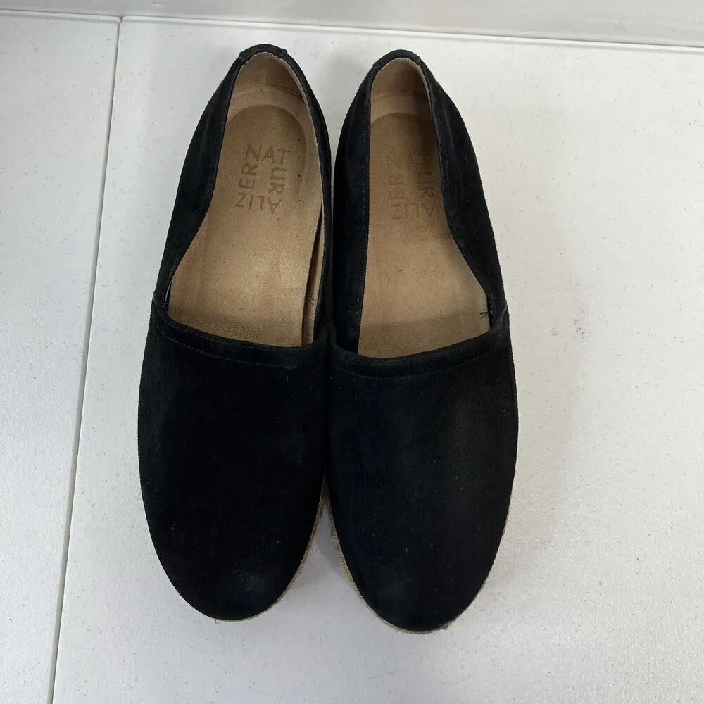 NATURALIZER Size 8.5 Shoes Thea 3 Black Suede Espadrille Platform Slip On Casual - Image 7