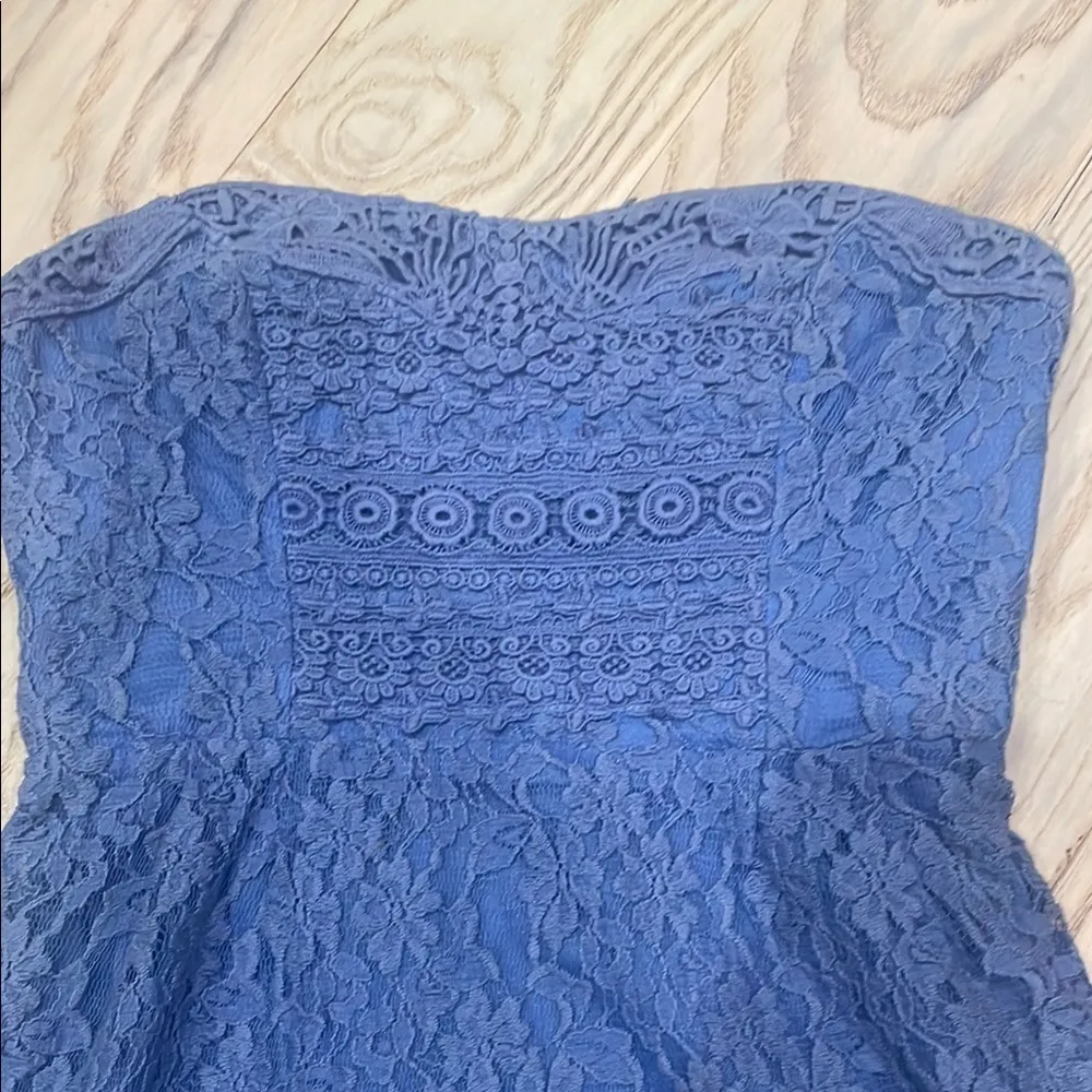 Elegant Blue Lace Strapless Dress free people size 0 - Image 2