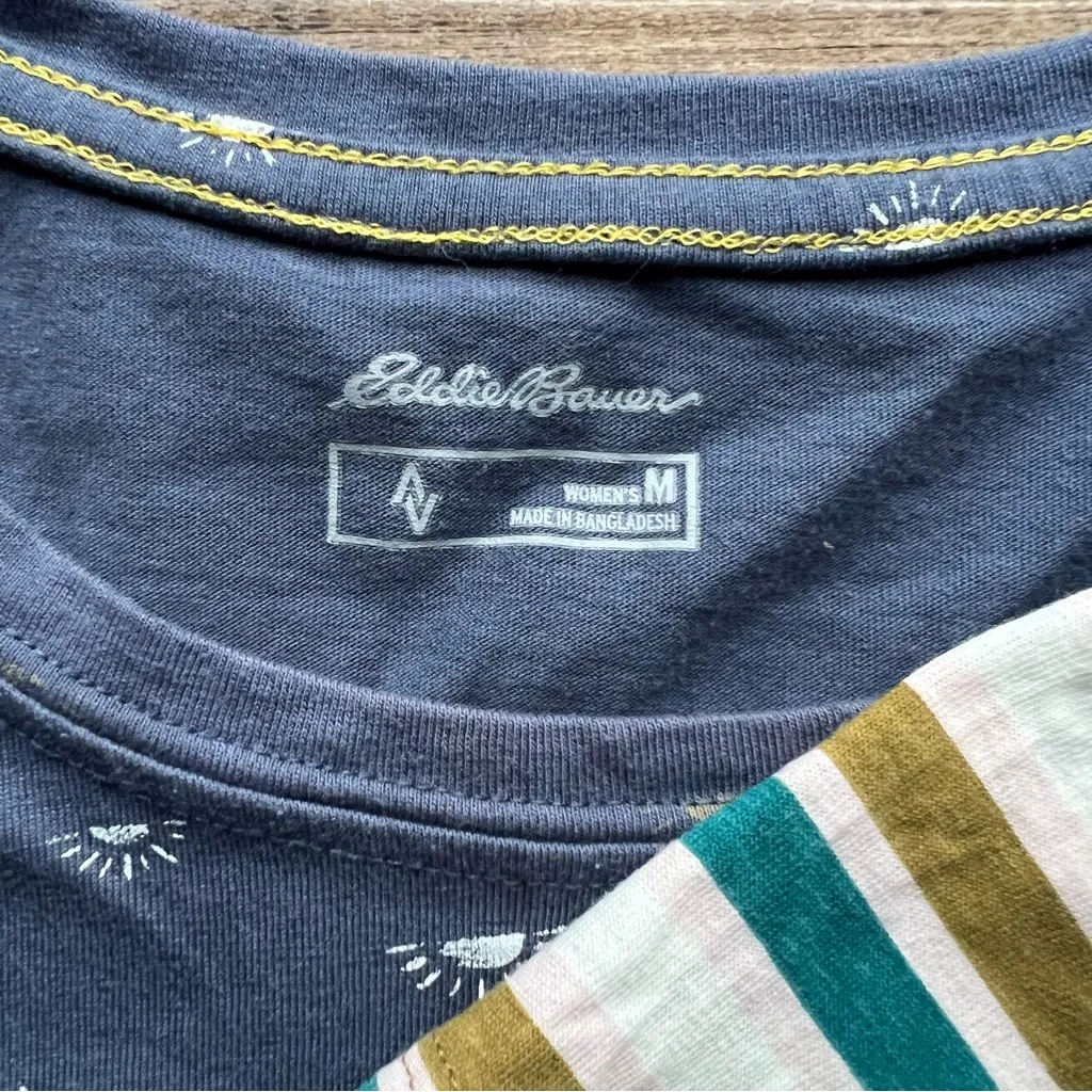 Eddie Bauer Womens Casual Short Sleeve Tee Bundle Of 2 Stripes Size Medium - Image 2