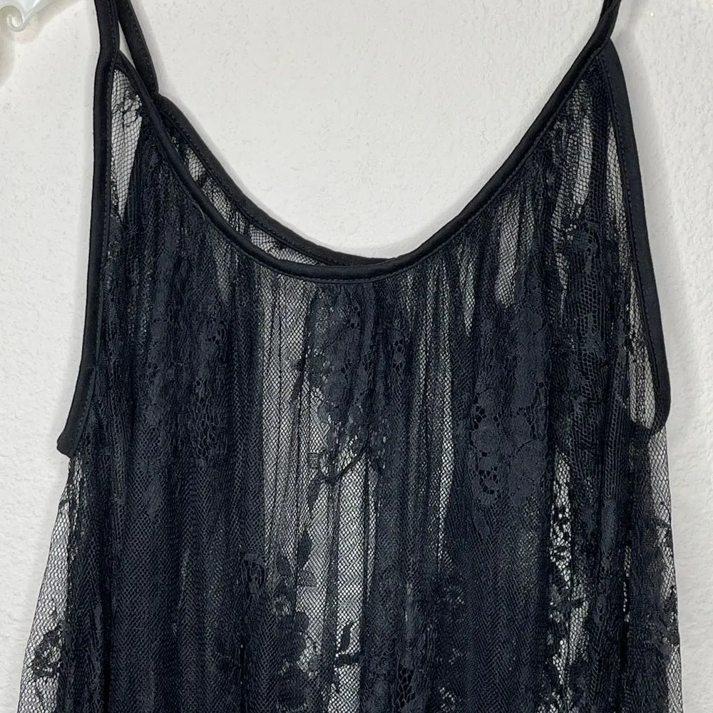 Sheer Lace Cold Shoulder Black Top - Image 6