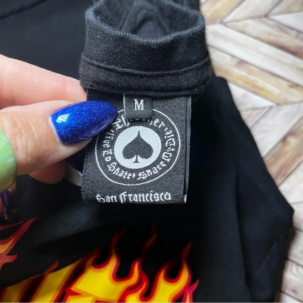 Thrasher Magazine Cropped Black Tshirt‎ Boxy Casual Rocker Heavy Metal Cotton - Image 9