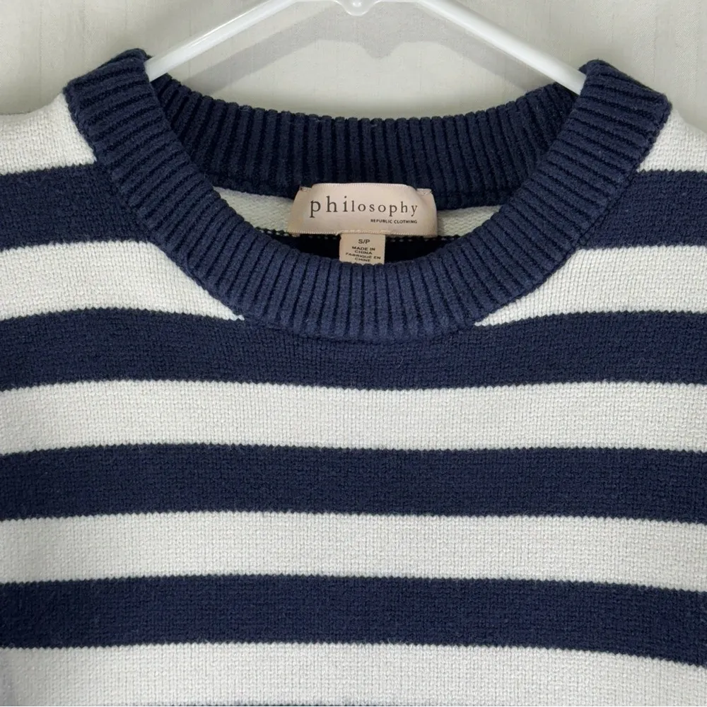 Philosophy Chunky Striped Crewneck Sweater Women’s Size Small Nautical Coastal - Image 4