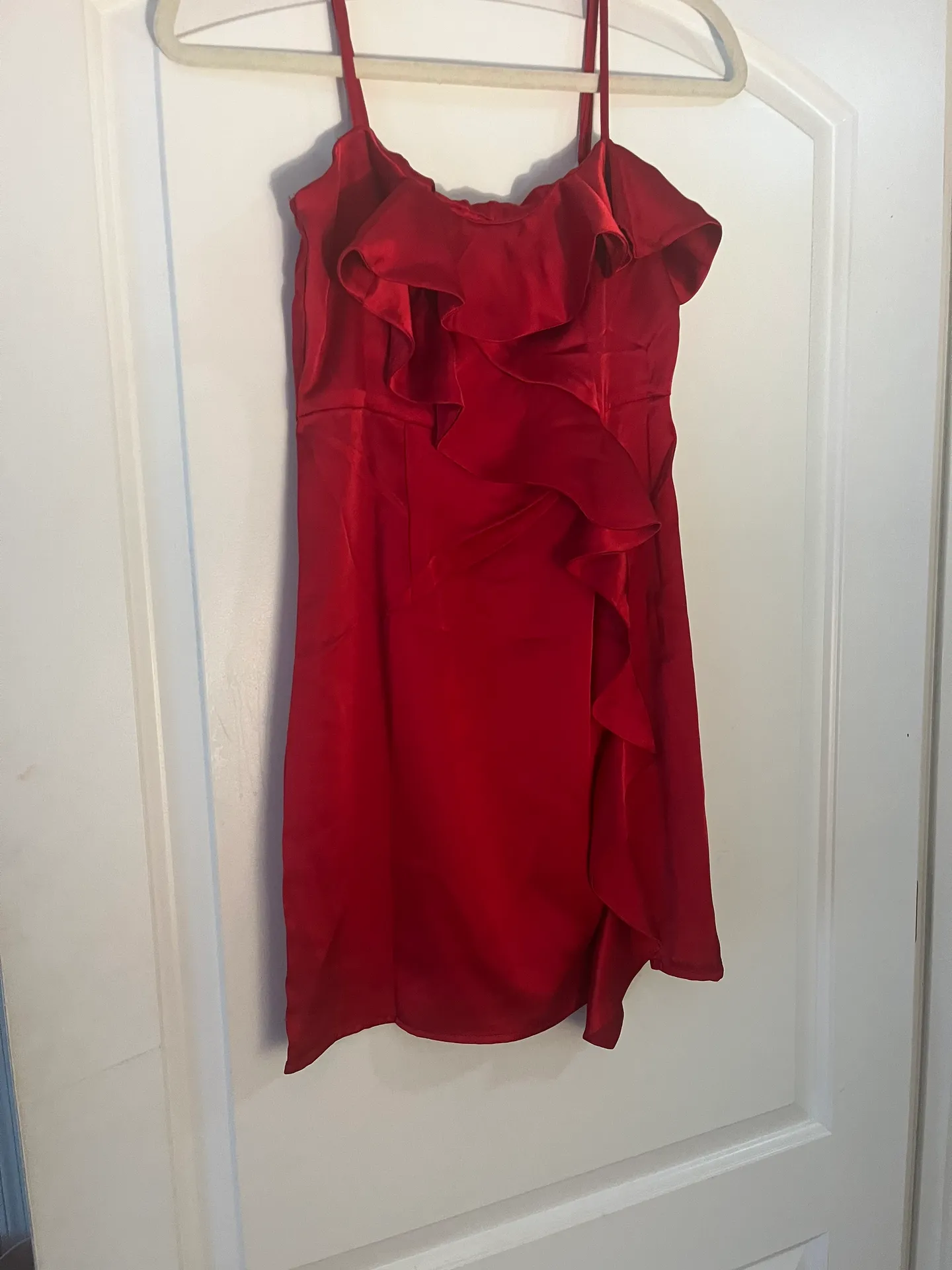 Red Satin Mini Dress - Image 2