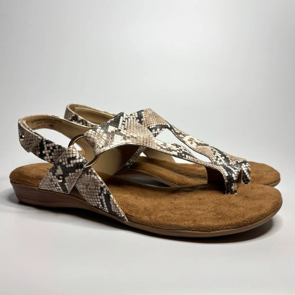 Walking Cradles Natalia Ankle Strap Leathwr Sandals in Brown/Bone Snake (Wide) Brown Size 12 - Image 3