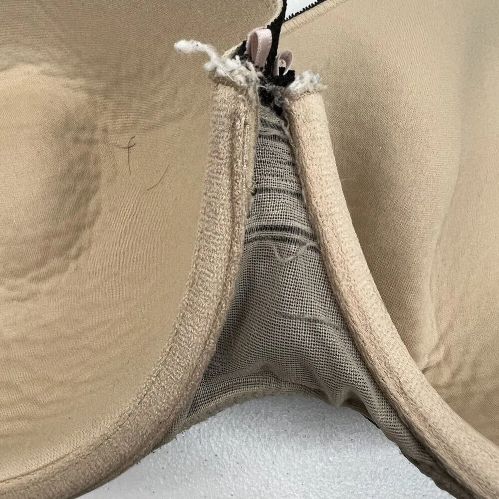 Cacique Size 44F Bra Lightly Lined Balconette Black Lace Beige Under Underwired - Image 10