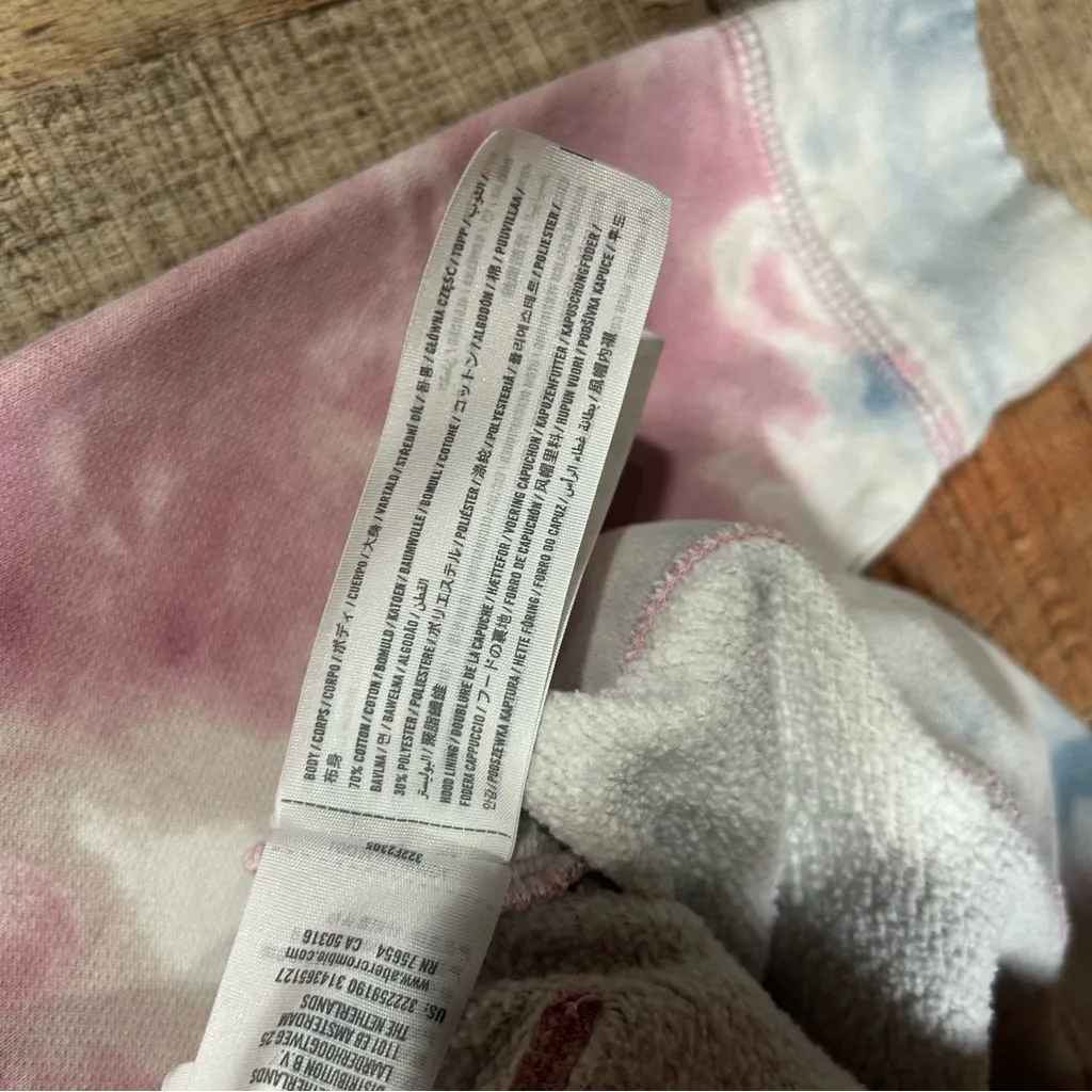 Hollister Pink Blue Tie Dye Hoodie XS Pullover Sweatshirt Logo Cozy Soft - Image 5