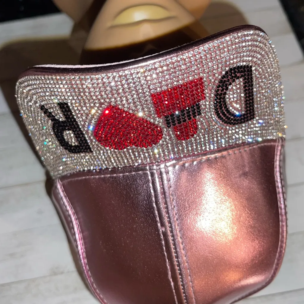 🩷🩷 Pink Metallic Cap with Rhinestone Brim - Image 5