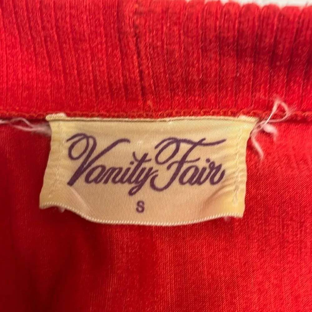 Vintage Vanity Fair Vibrant Red Full-Length Ribbed Wrap V-Neck Robe with Belt-Sm - Image 14