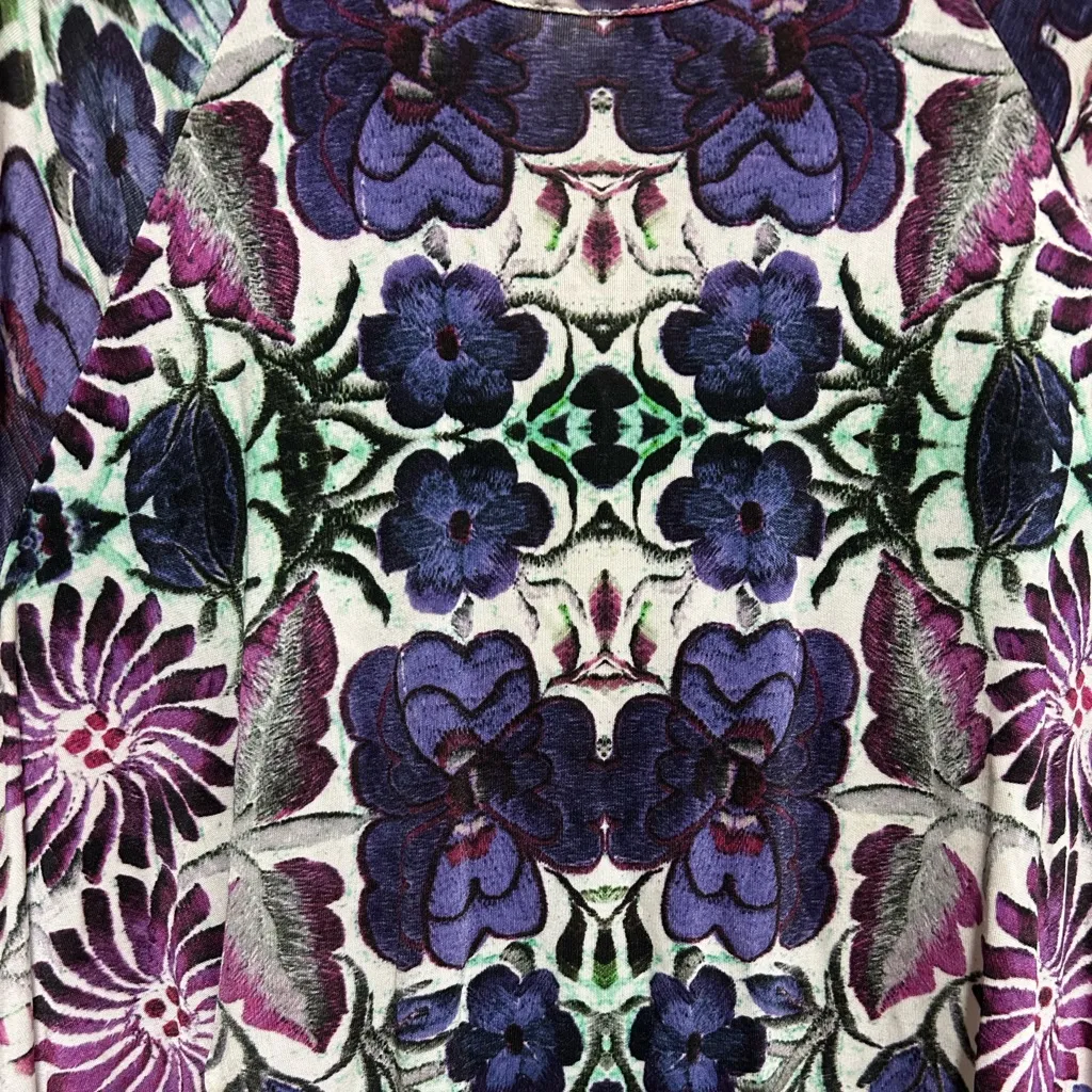 Free People Dress Size Small Fiesta Purple Floral Swing Long Sleeves Boho - Image 6