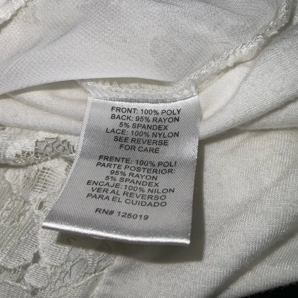 White Lace Willie Smith Overlay Short Cap Sleeve Boat Neck Casual CareerTop M - Image 9