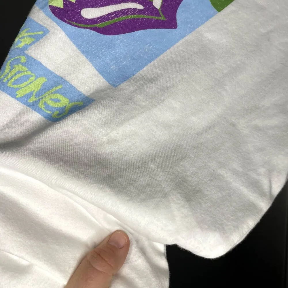 Daydreamer Rolling Stones 9 Licks Boyfriend Style Vintage White Tee size Large - Image 7