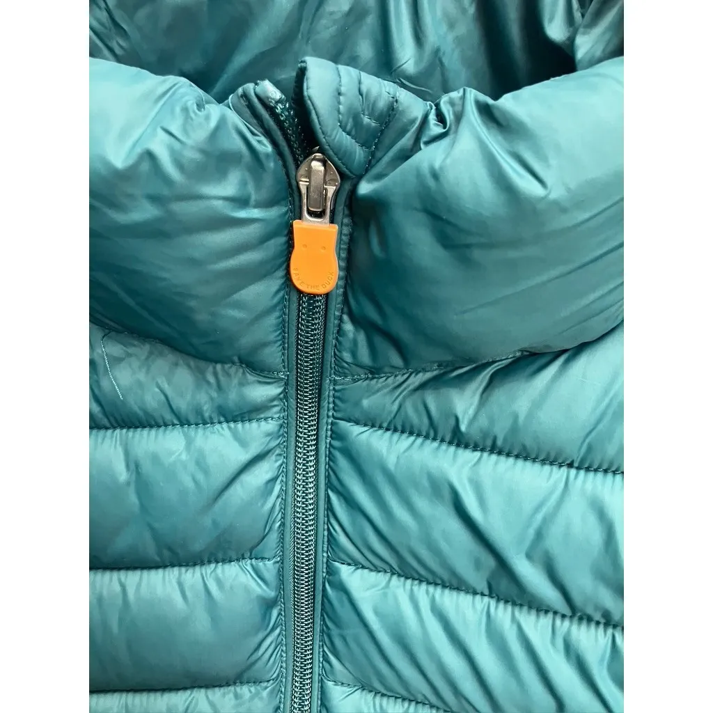 Save The Duck Camilla Puffer Jacket Women Teal Quilted Hooded Lightweight Size S Green - Image 6
