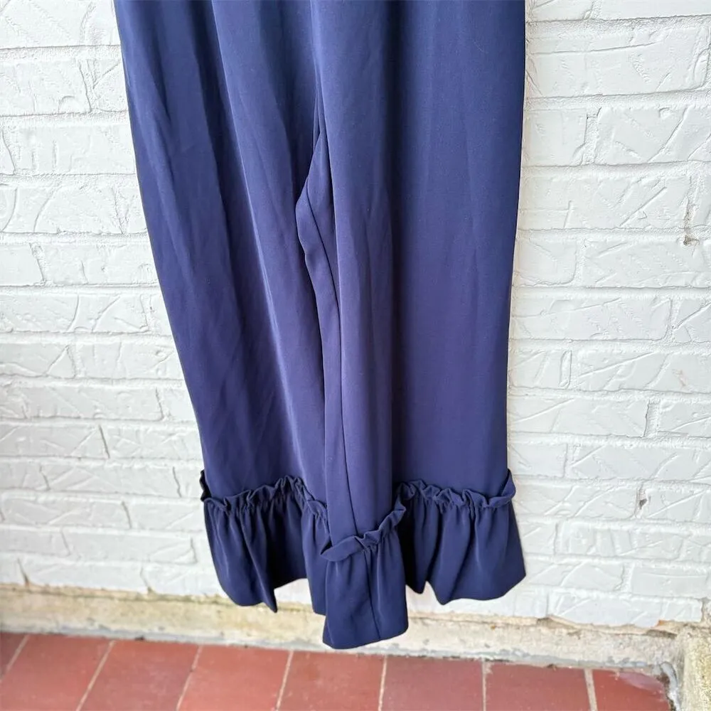 Gianni Bini Size 12 Navy Stella Sleeveless Ruffle Jumpsuit Party Cocktail - Image 7