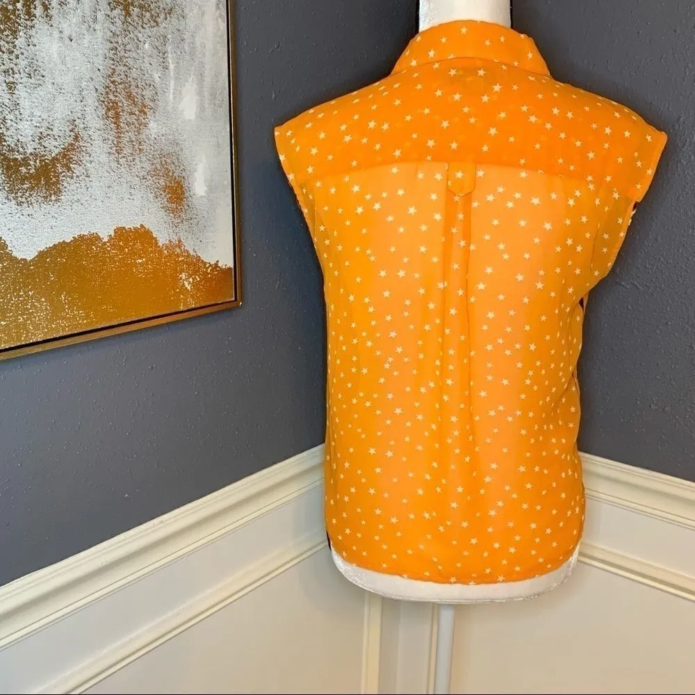 Camilla Tree collared button down tie front tank Orange - Image 5