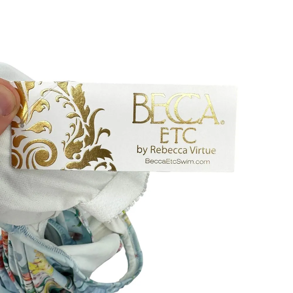 BECCA by‎ Rebecca Virtue Femme Flora One Piece Swimsuit Blue Plus Size 0X - Image 9