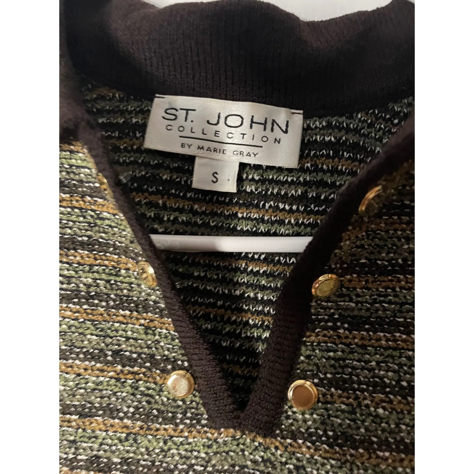 St. John Collection Knit Sweater Top Brown Green Gold Career Women's Sz S - Image 2