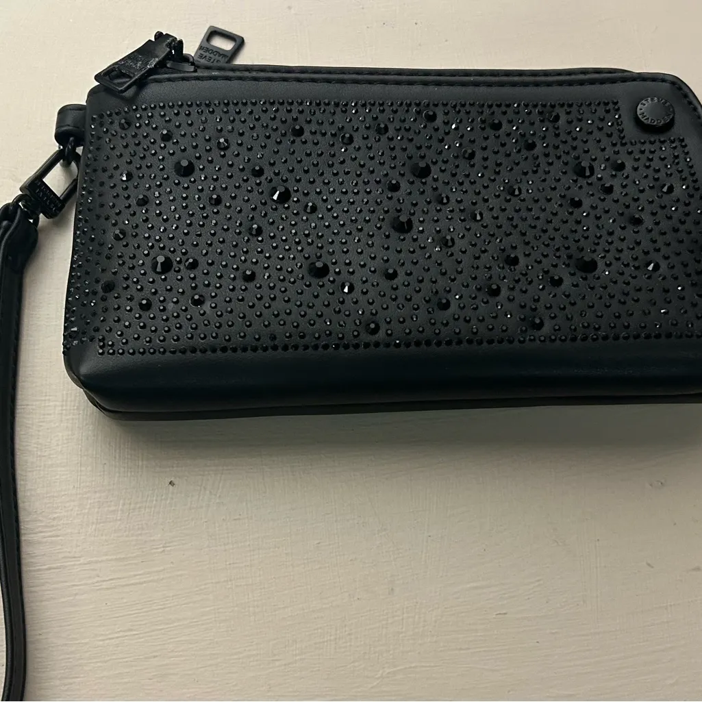 Steve Madden Black Wristlet with Rhinestones great clean shape - Image 2