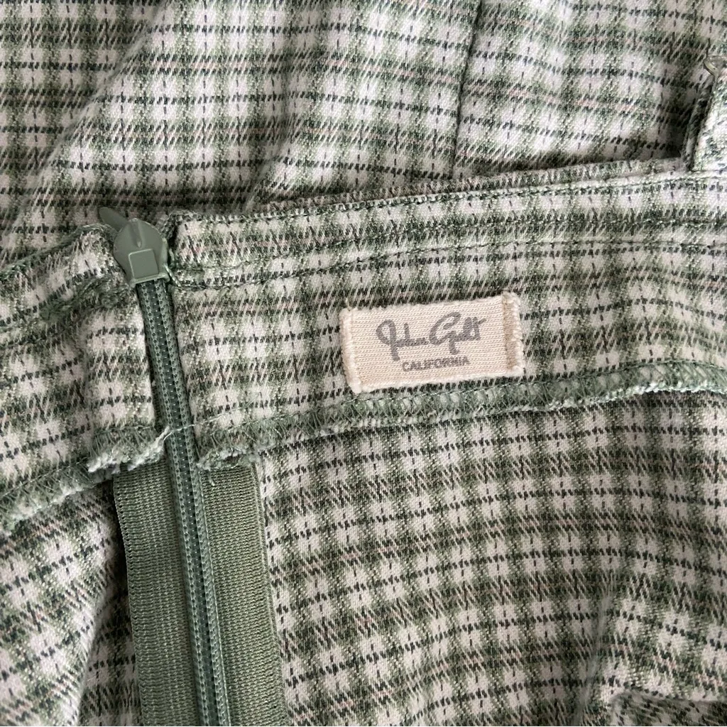 John Galt Plaid Shift Dress Mini White Gingham Preppy Pistachio Green Picnic - Image 11